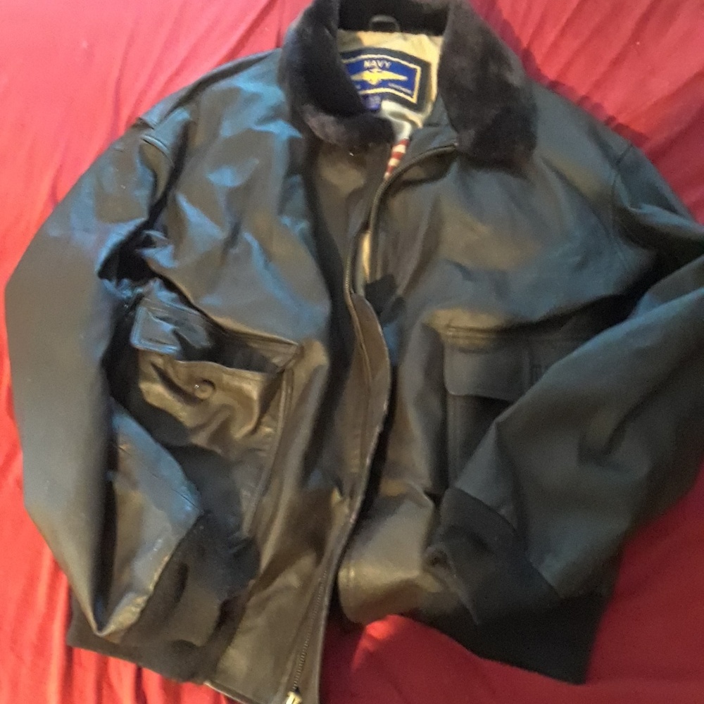 American leathers 100% real leather and fur bomber
